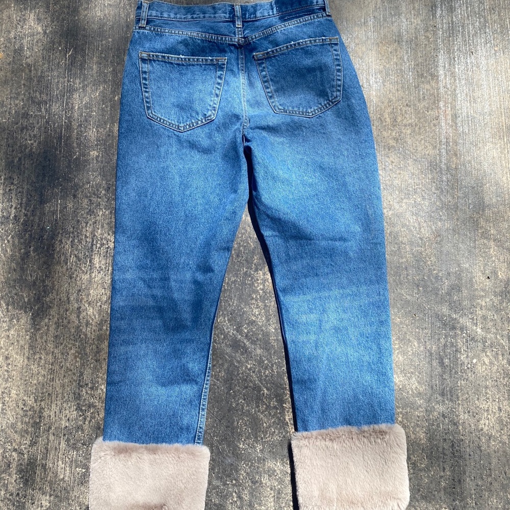 Zara jeans with faux fur detail
